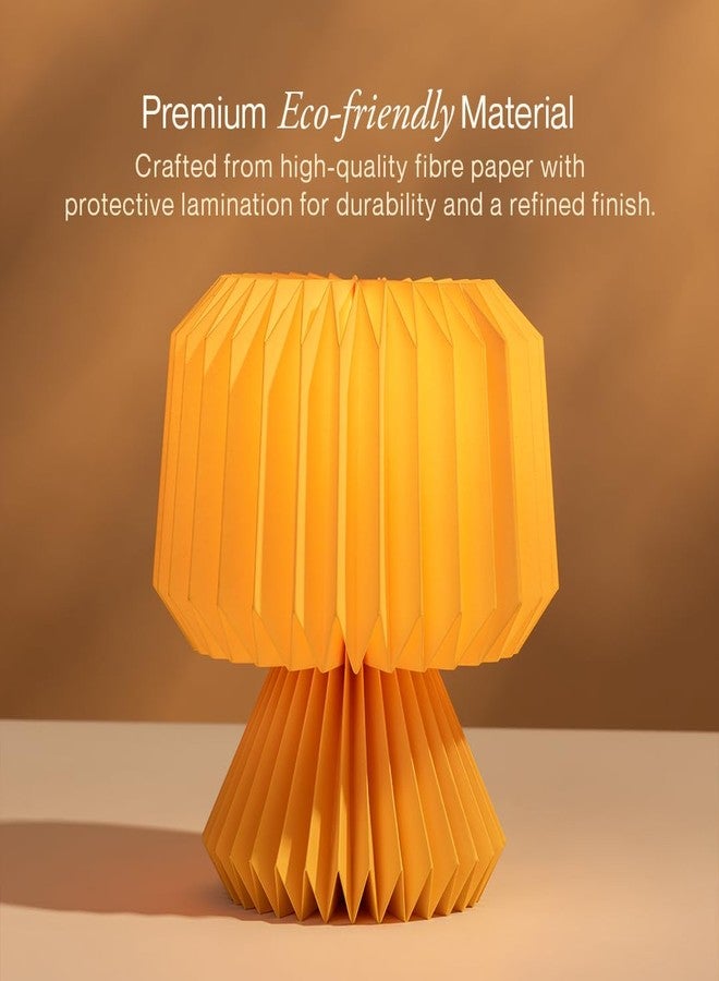 FIG Living Origami Mini Table Lamp for Living Room Decoration, Bedroom, Study and Gifting | Origami Design Lampshade | Premium Laminated Paper - Dust and Water Resistant | Ambient Night Lamp (Yellow) - Image 2